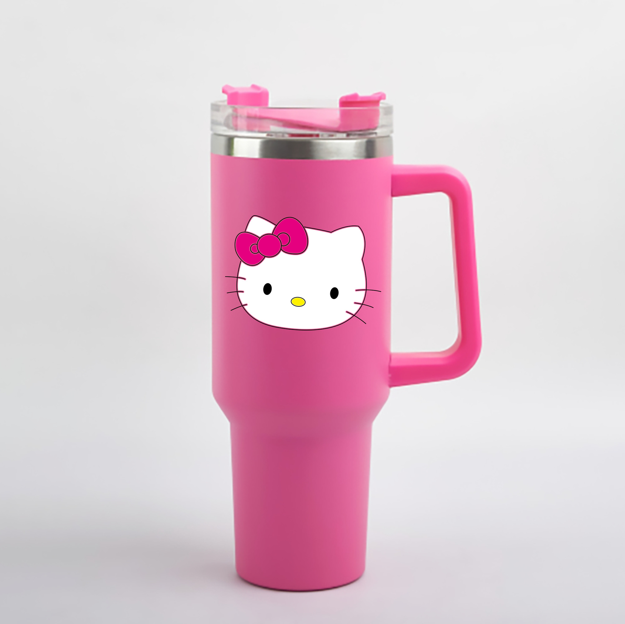 （画像用） Hello Kitty ハローキティ 1200mL車用タンブラー - クリスタルステッカー（プラスチックストロー付き）